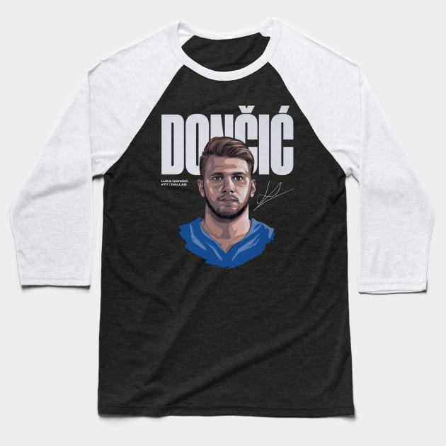 Luka Doncic Dallas Game Face Baseball T-Shirt by Buya_Hamkac